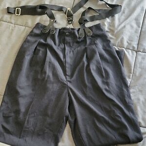 Michaels Black High-Waisted Trousers with Suspenders